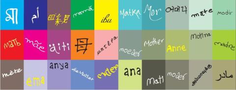 The word "MOTHER" in 30 different languages